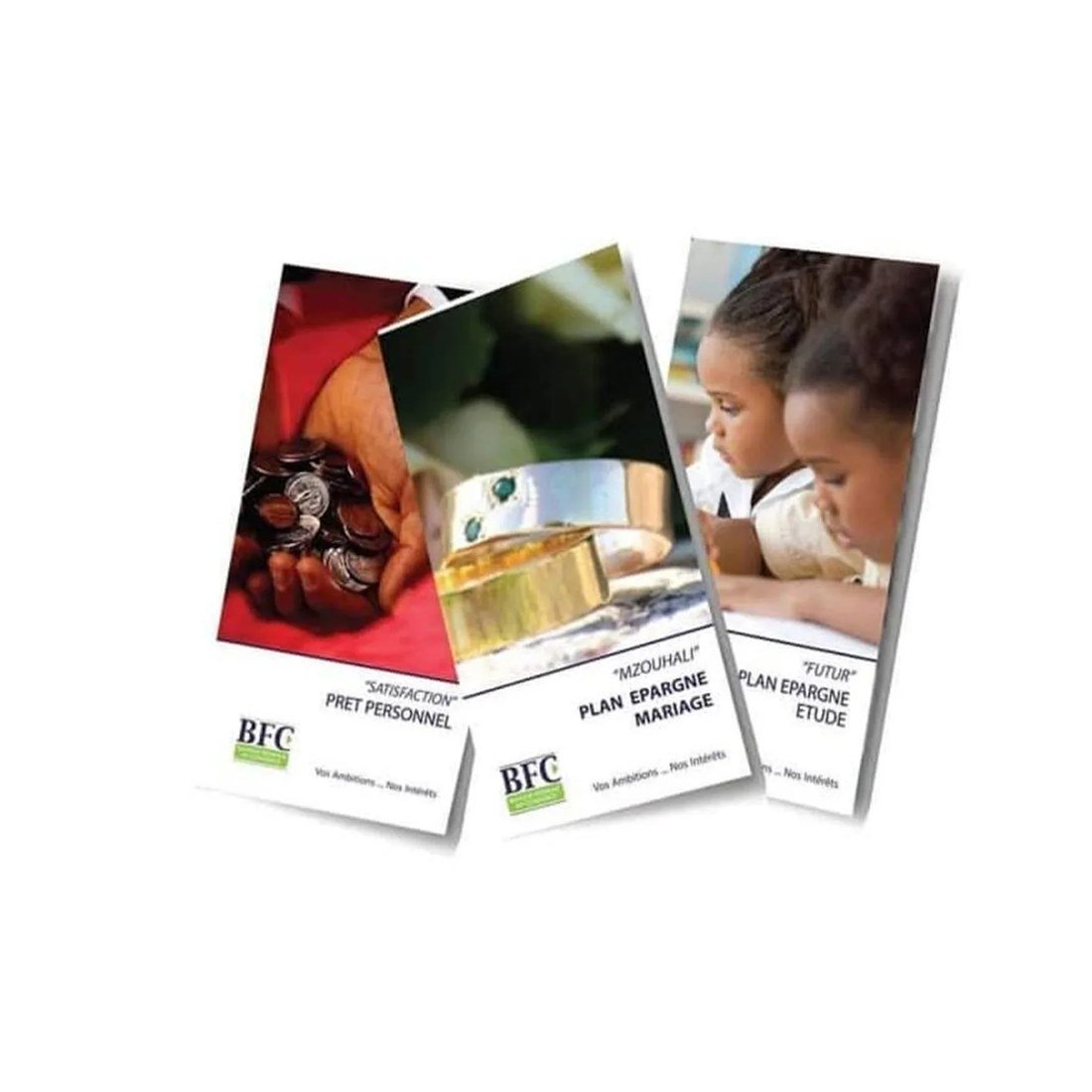 BFC bank savings plans tri-fold brochure set