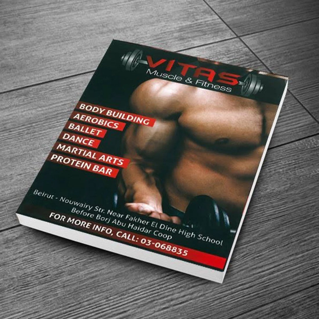 Vitas Muscle and Fitness gym flyer
